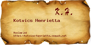 Kotvics Henrietta névjegykártya